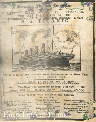 In Memoriam SS Titanic, 1912 | Encyclopedia Titanica